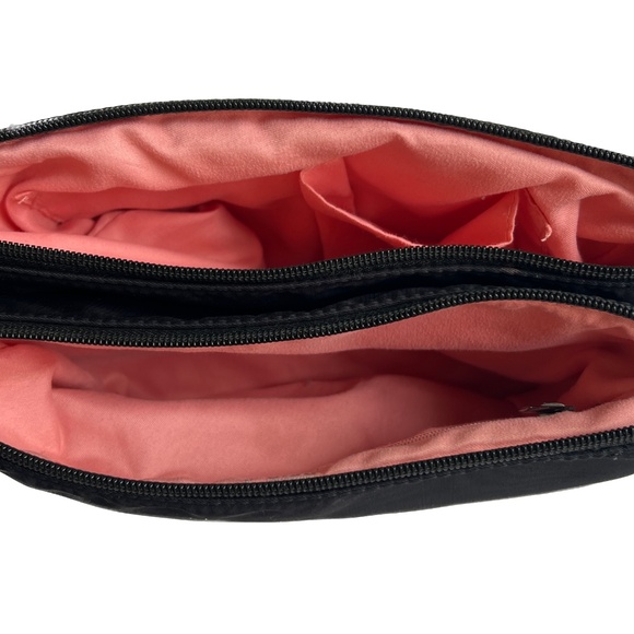 Tracker Crossbody Bag Travel Black RFID Slot 3 Pockets Small 10" x 7 1/2" - Picture 6 of 9